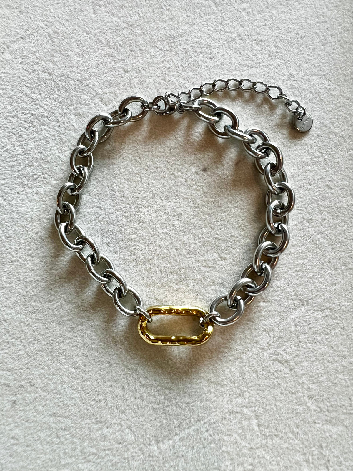 Molten oval link bracelet
