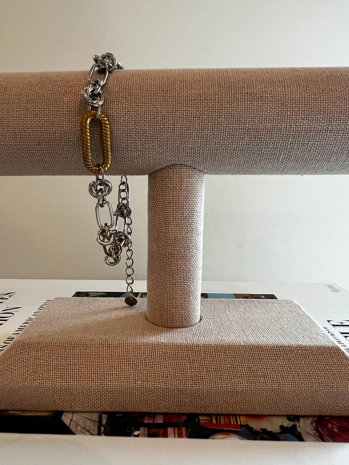 Molten ribbed paperclip bracelet